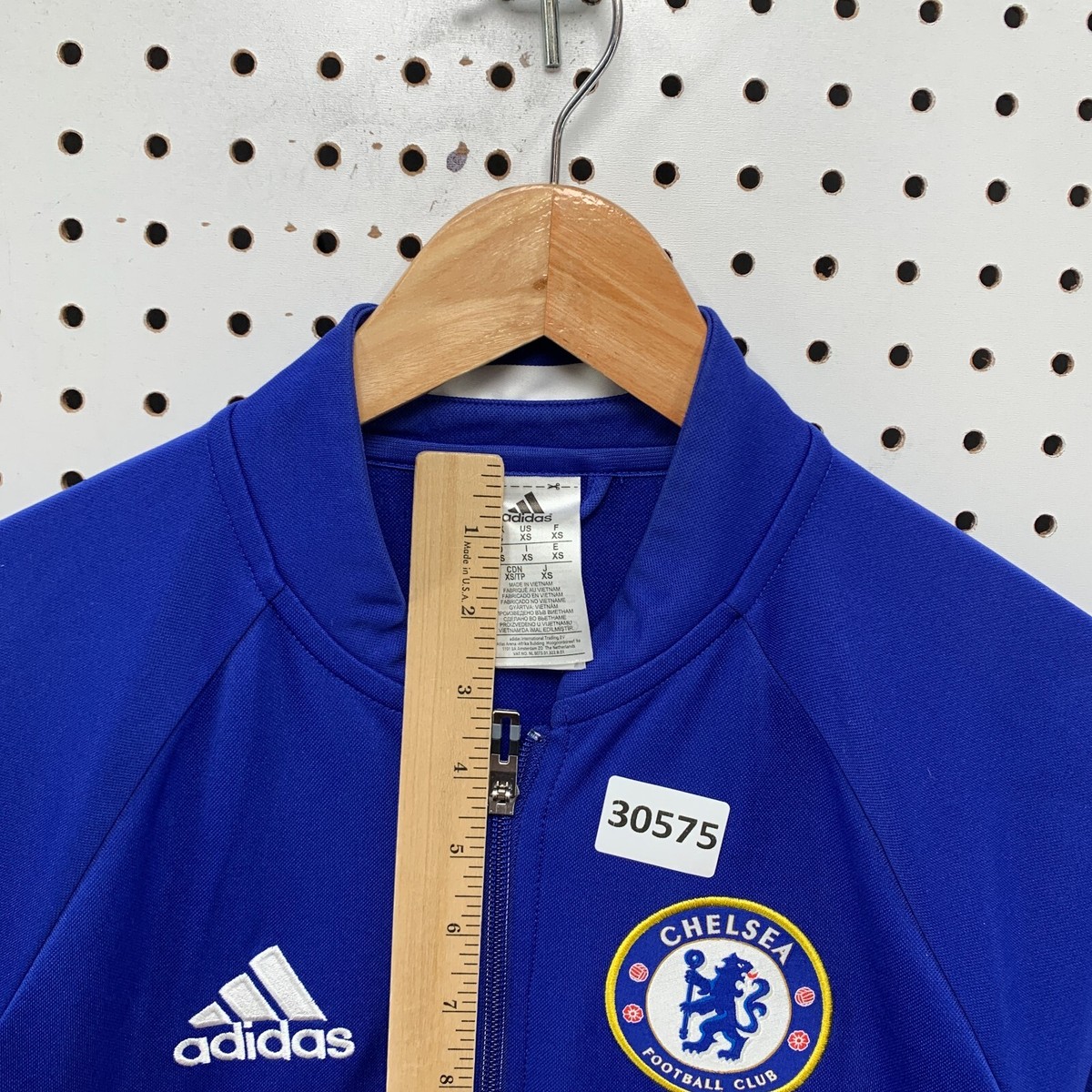 Chelsea FC Futbol Soccer Track Jacket Mens XS Blue Full Zip Adidas