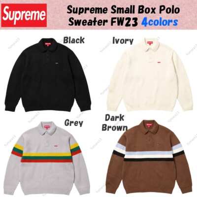Supreme Small Box Polo Sweater FW23 4colors Black Ivory Grey Brown