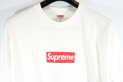 Supreme White Box Logo L/S Tee Men's Size Large 100% Authentic