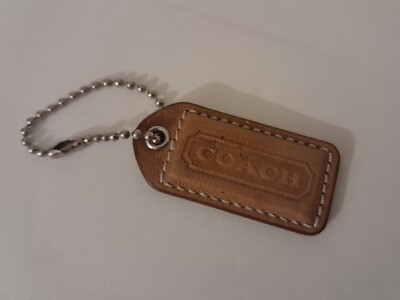 Coach Vintage 2000s Saddle Tan Leather Hangtag Keyfob Bag Charm