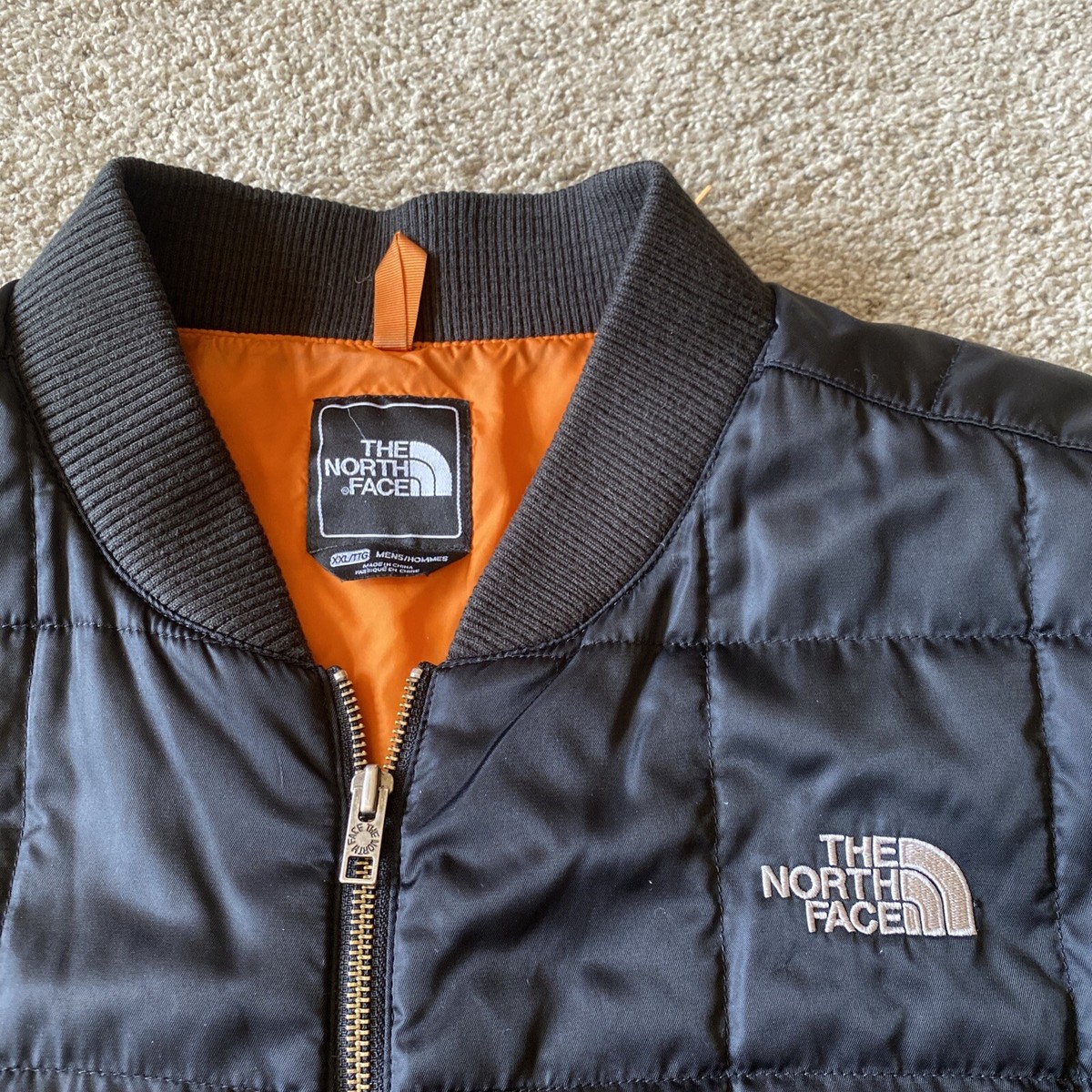 The North Face Bomber Jacket Mens XXL 2XL Black Coat Quilted