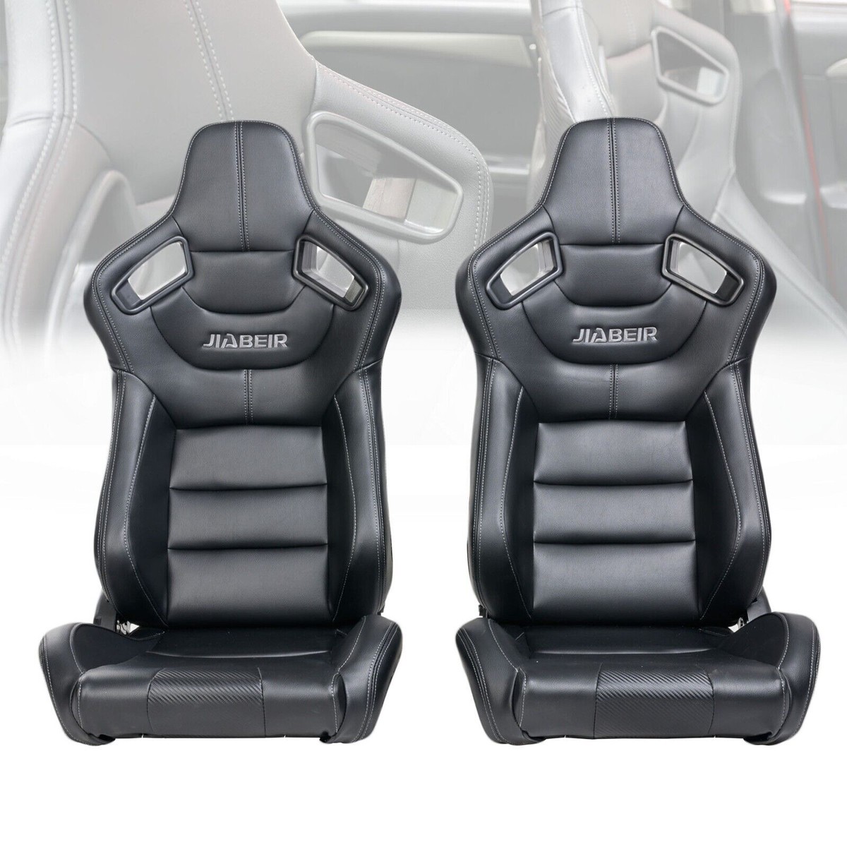 JIABEIR Reclinable Universal Racing Bucket Seats with Sliders