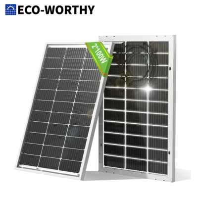 ECO-WORTHY 2Pack Bifacial 100W Watt Solar Panel Mono 12V/24V for