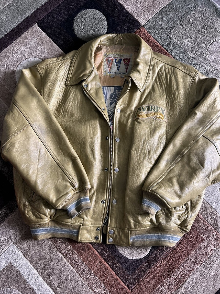 Vtg 90'S GENUINE “AVIREX U.S.A.” 100% HEAVY LEATHER Varsity Jacket