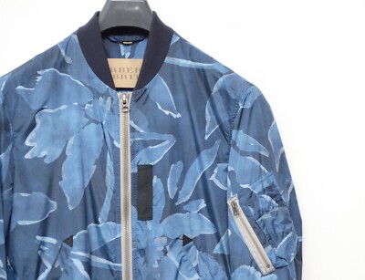 Men's Burberry Brit Nylon Bomber Windbreaker Blue Jacket Size M