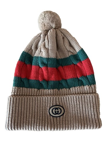 GUCCI Wool Zigzag Beanie Hat Red Size M 22cm | eBay