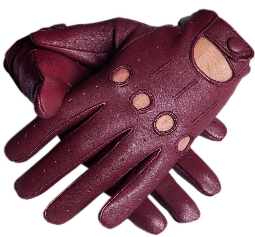 Burgundy Sheep Skin Leather Driving Gloves for Men | eBay