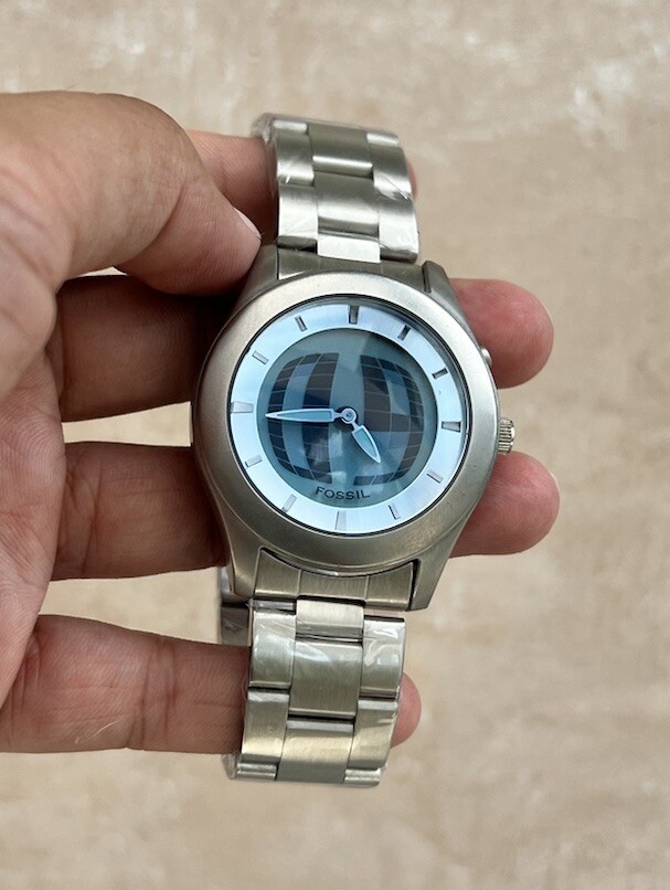 y2k 00s FOSSIL Big Tic JR-8063 Light Blue Animated Watch, Box Tags