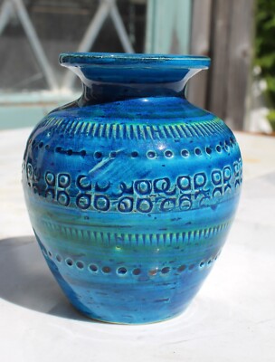 Flavia Montelupo Italian Pottery Blue Vase MCM Vintage | eBay