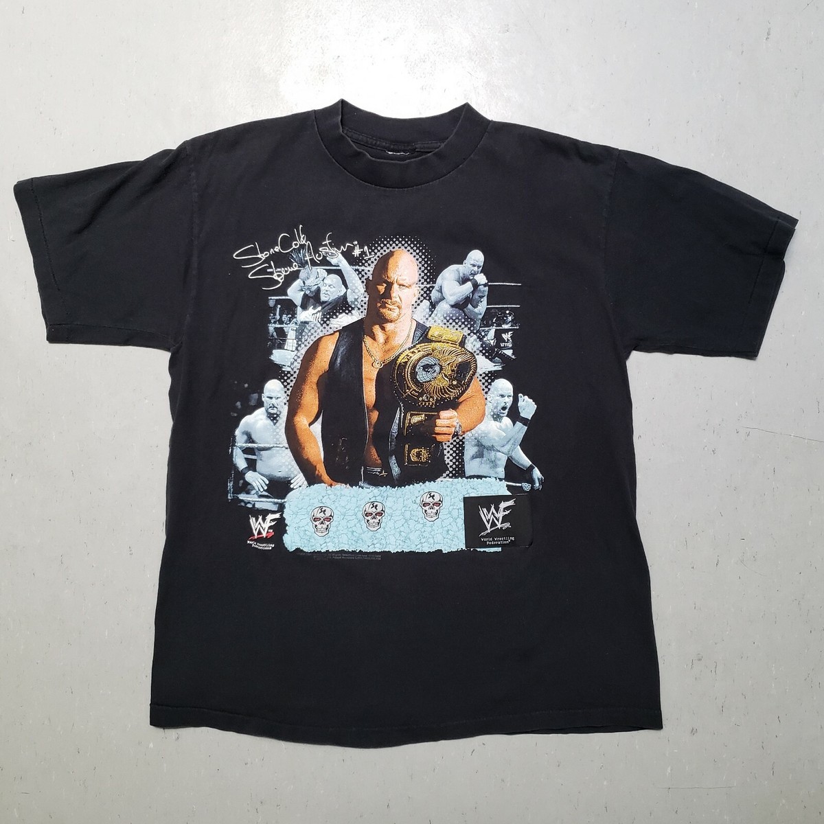 Vtg 90s WWF STONE COLD Talking Tee T-Shirt WWF World Wrestling