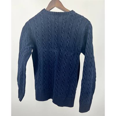 Land's End Cable Knit Sweater Cotton Navy Women's Size M | eBay