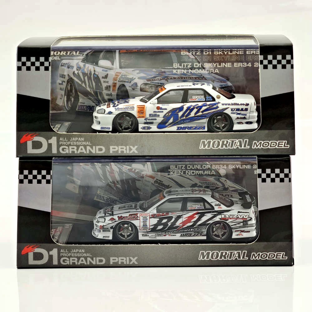 1:64 MORTAL NISSAN SKYLINE ER34 URAS D1GP BLITZ DUNLOF Diecast