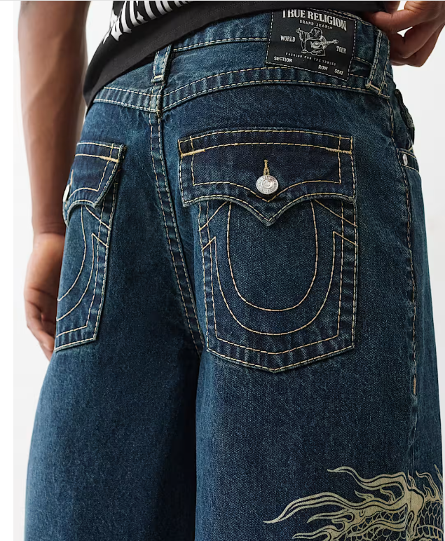 True Religion - MIKEY BIG T BAGGY AF FLAP DRAGON 32IN - Dark Blue