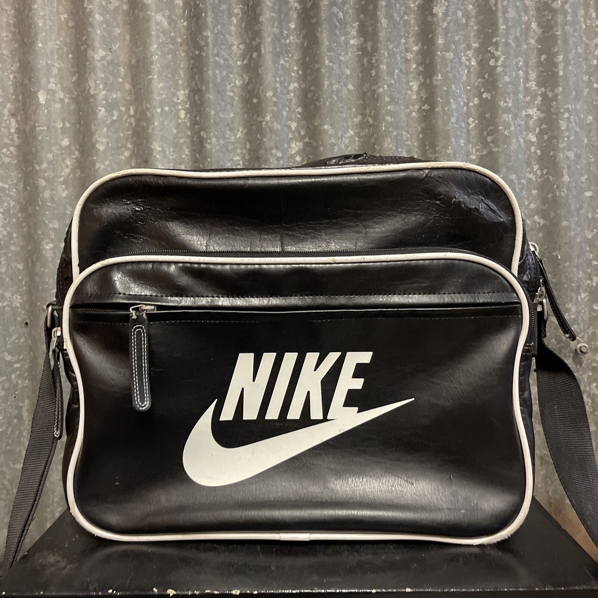 Vintage Nike Bag Black Leather retro Cross Body Collectors Bag | eBay