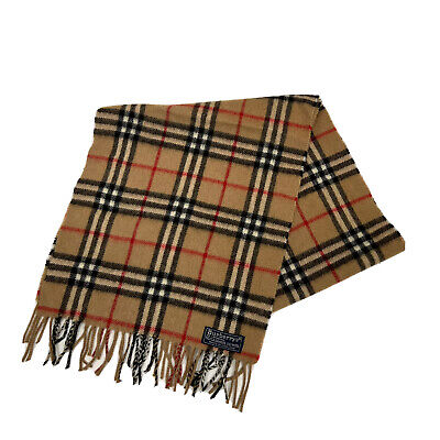 Burberry Vintage Beige Classic Nova Check Scarf 50% Cashmere 50