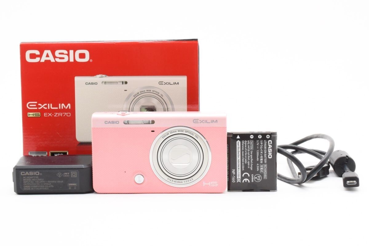 CASIO HIGH SPEED EXILIM EX-ZR70 Pink Digital Camera Selfie Tilt