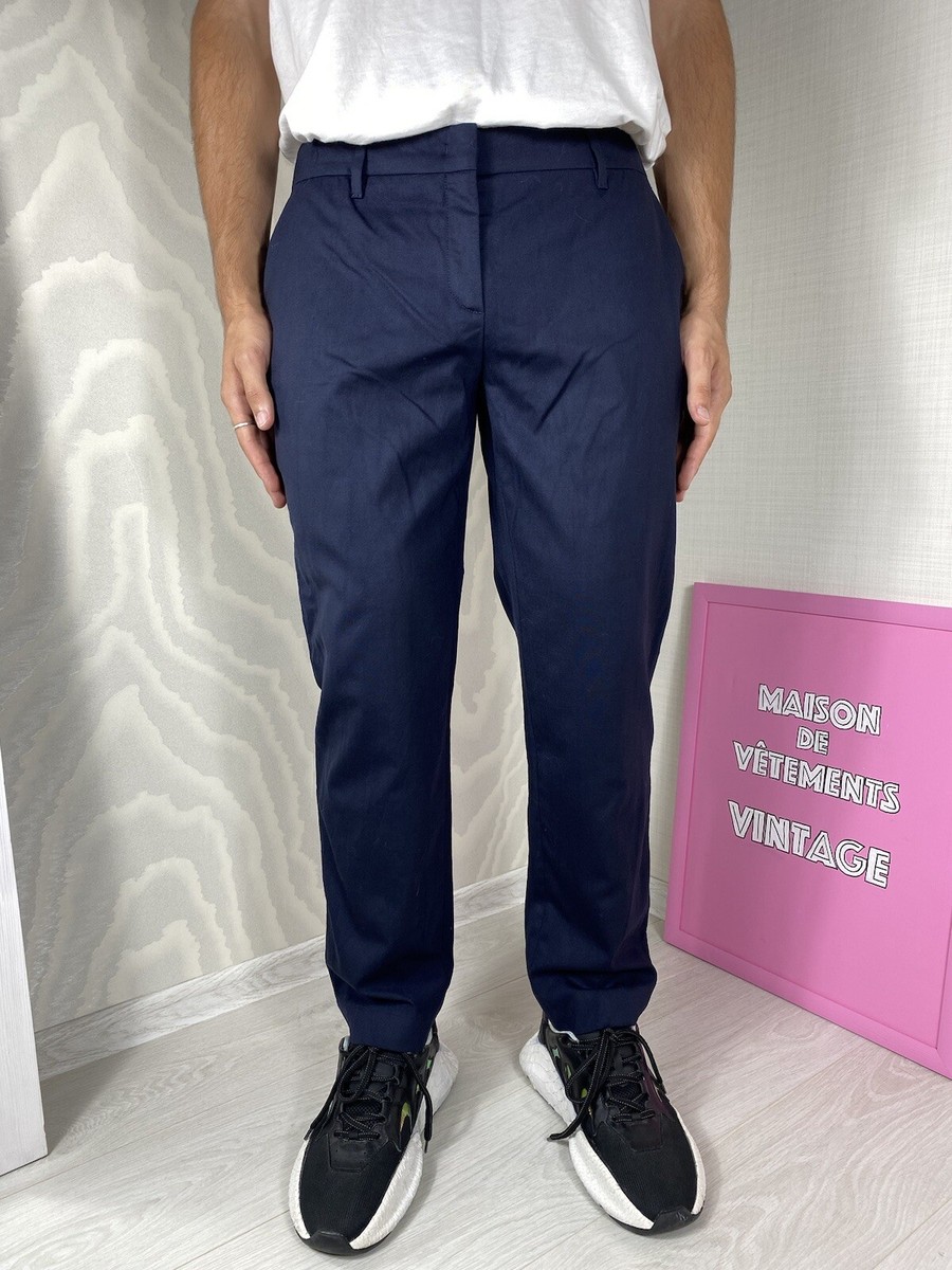 Prada Milano Pants Classic Navy Suit Logo Straight Tab Trousers | eBay