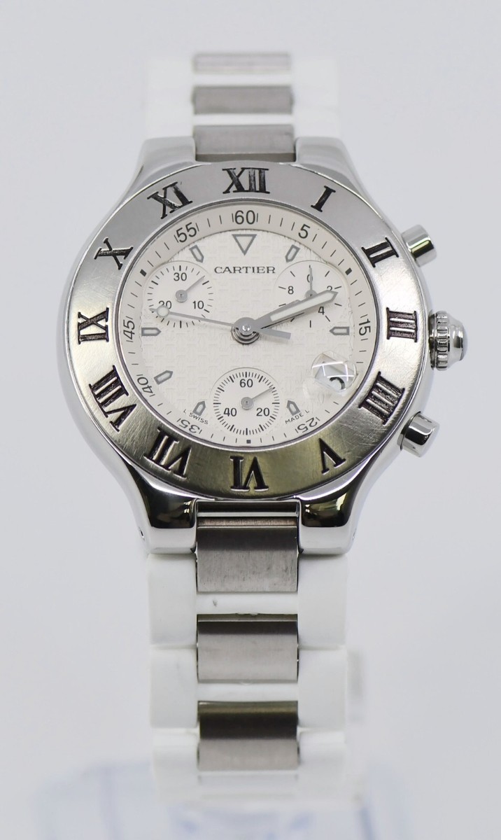 Cartier Must 21 Chronoscaph Stainless Steel Watch 2424 | eBay