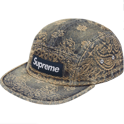 Supreme Jacquard Denim Bandana Camp Cap - Dirty Indigo Blue - NEW