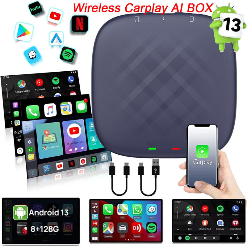 Android 13 Wireless Carplay AI BOX SIM Card Auto GPS 8+128GB for