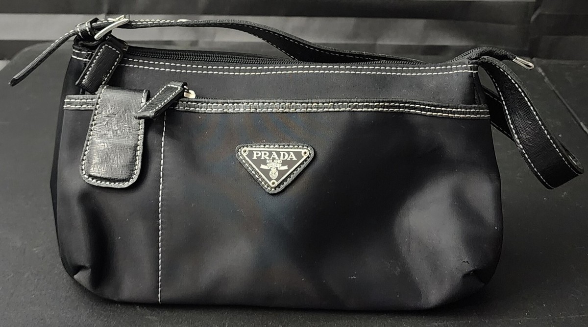 Prada Tessuto Nylon/ Leather Strap Shoulder Bag Vintage | eBay