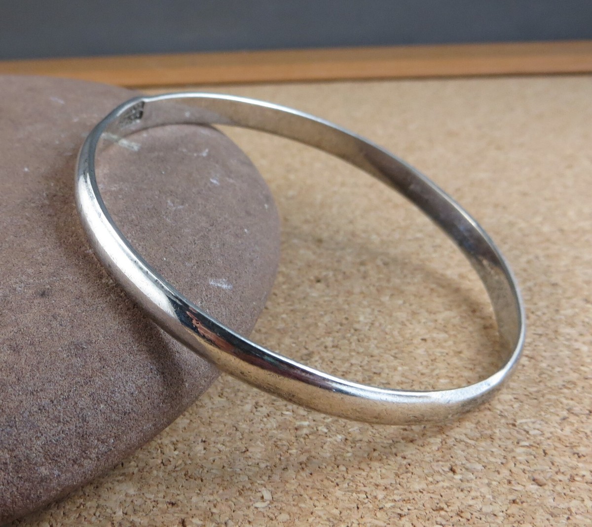 Vintage Mexico 925 Sterling Silver Plain Bangle Bracelet 5.5 mm