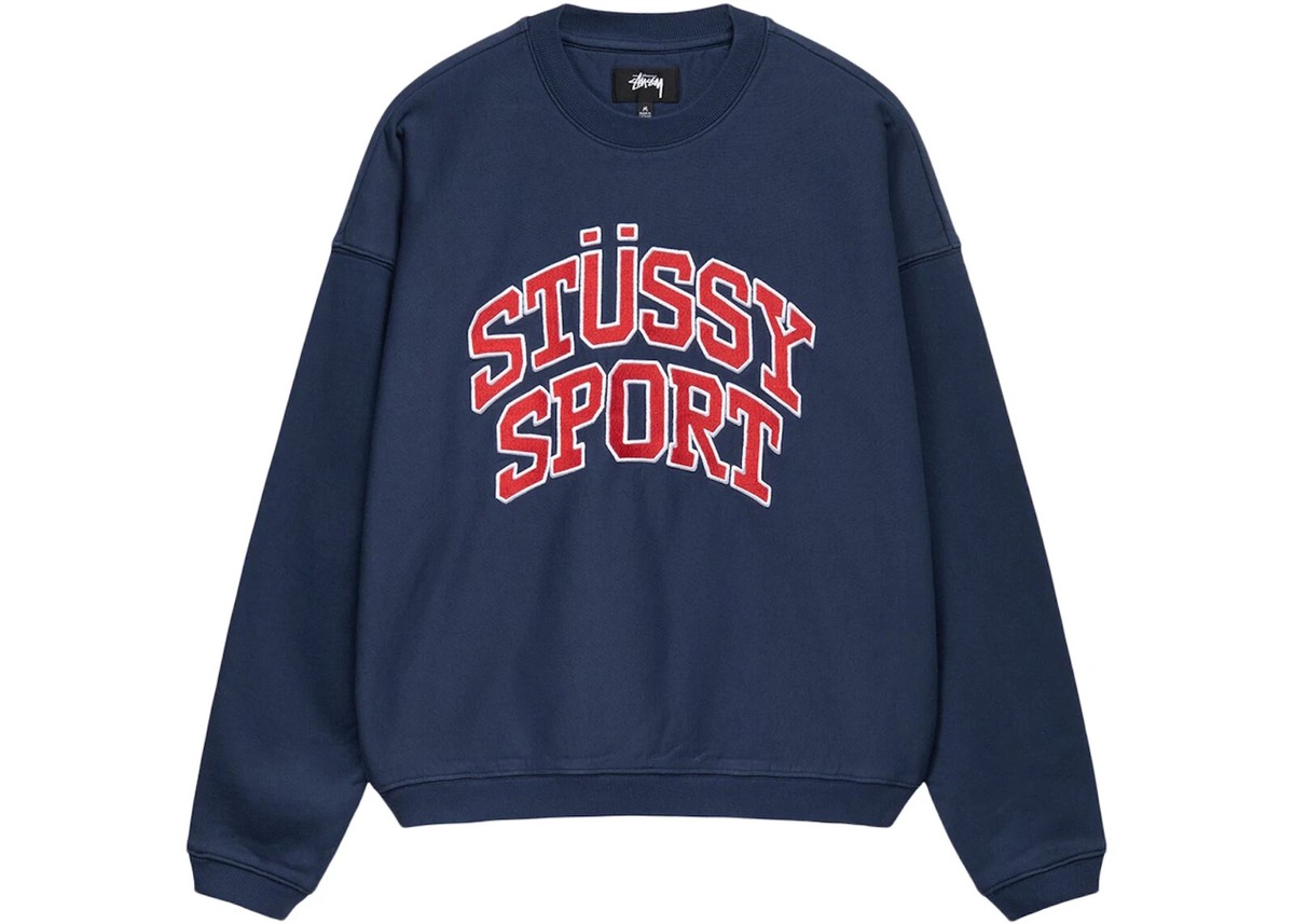 Stussy Relaxed Oversized Stussy Sport Graphic Crew Navy | eBay