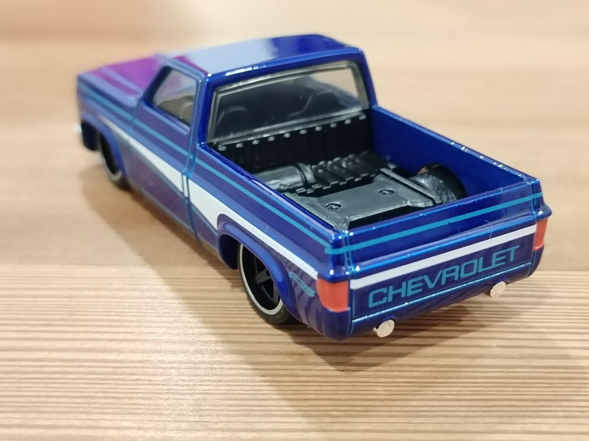Hot Wheels 2024 83 Chevy Silverado Blue Swap Rubber Wheels Real