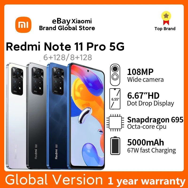 Xiaomi Redmi Note11 Pro 5G 128GB Unlocked Android Global