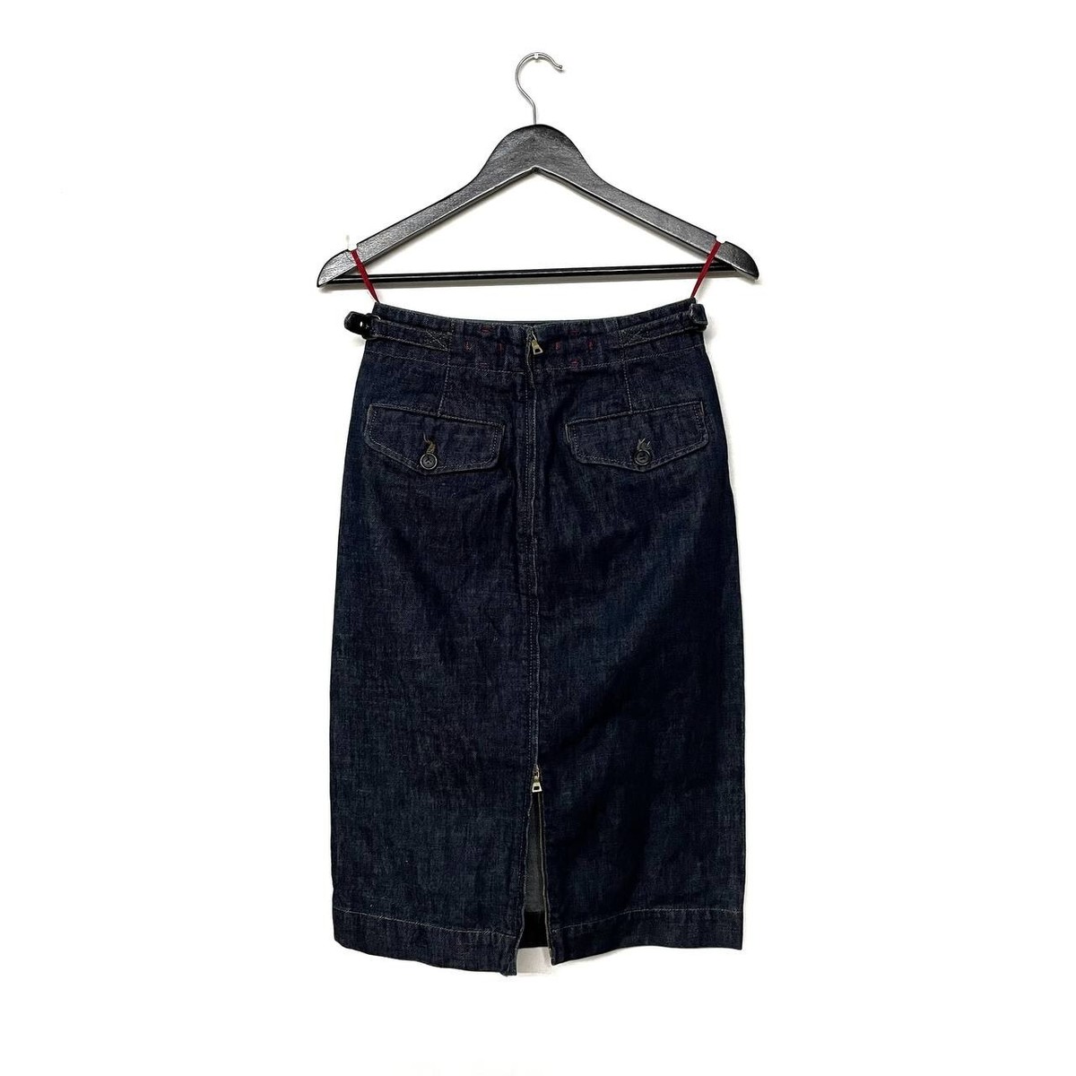 Vintage Prada Denim Back Zip Midi Pencil Skirt Size 40 Blue Y2K | eBay