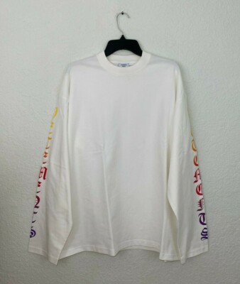 Vetements Unisex Degrade Gothic Logo Long Sleeve Shirt White Size