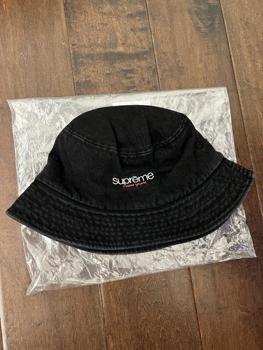 Supreme SS25 Cotton Denim Crusher Hat Black Classic Logo Size M/L