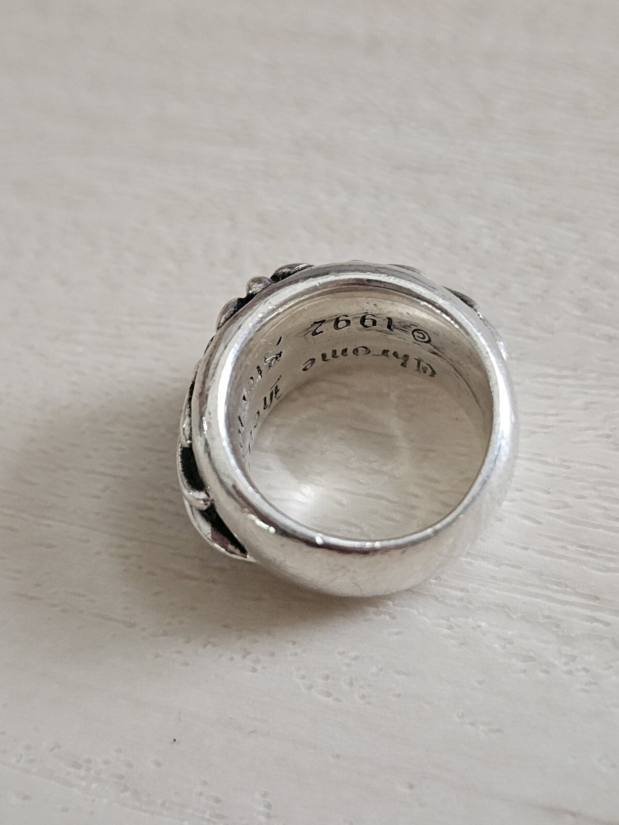 RARE 1992 CHROME HEARTS STERLING SILVER ORNATE CROSS RING SZ 4.75