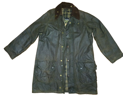 Vtg 1980s BARBOUR Gamefair 2 Crest WAXED Jacket Green Size 36 in
