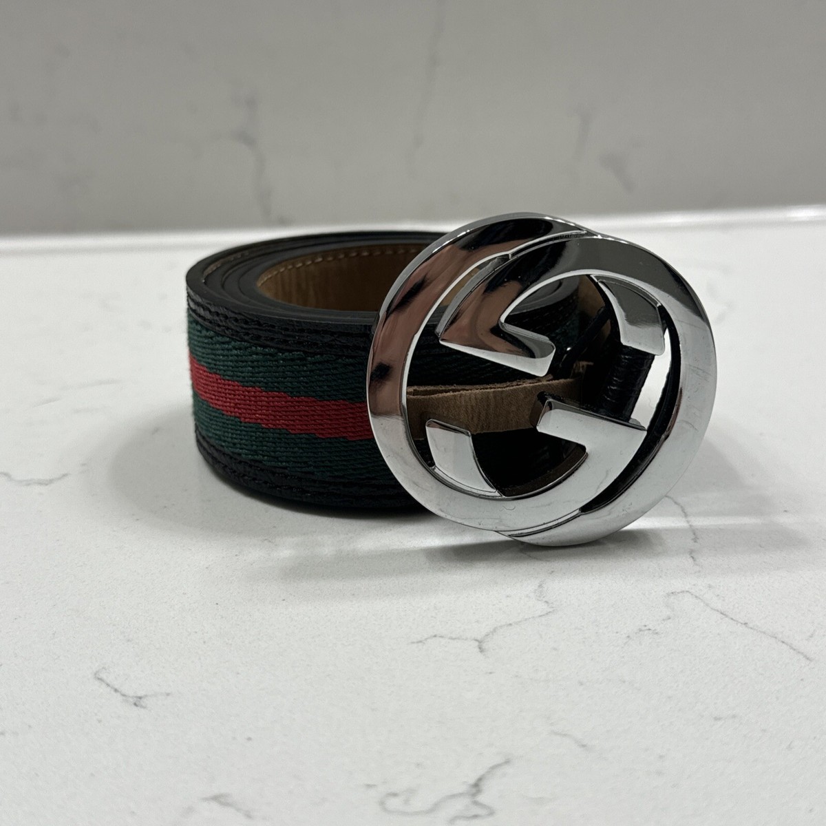 Gucci 緑赤ストライプ ベルト 美品 Gucci 緑赤ストライプ ベルト 美品