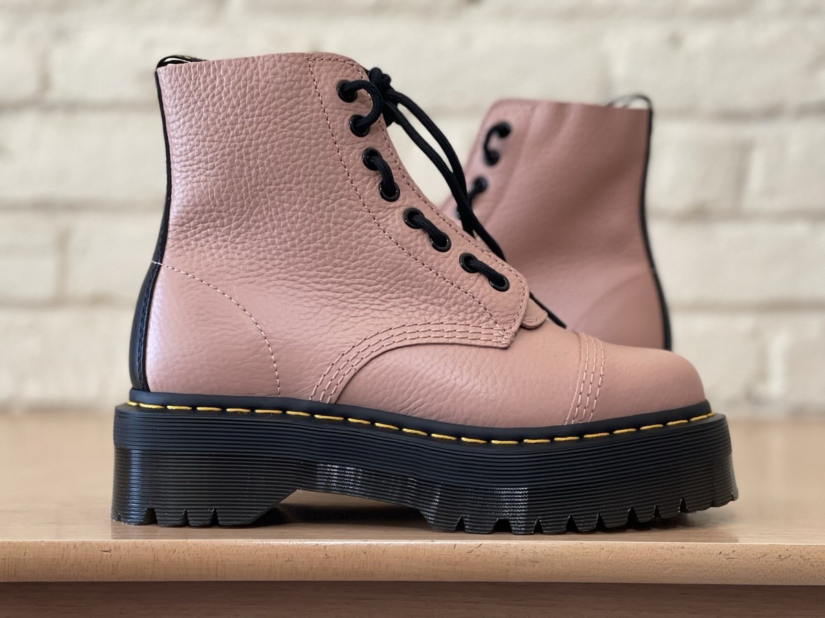 Dr. Martens Sinclair Boots Women 7 Coral Pink Black Jadon Platform