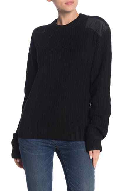 NWT Helmut Lang Military Rib Knit Patched Sweater In Black size S