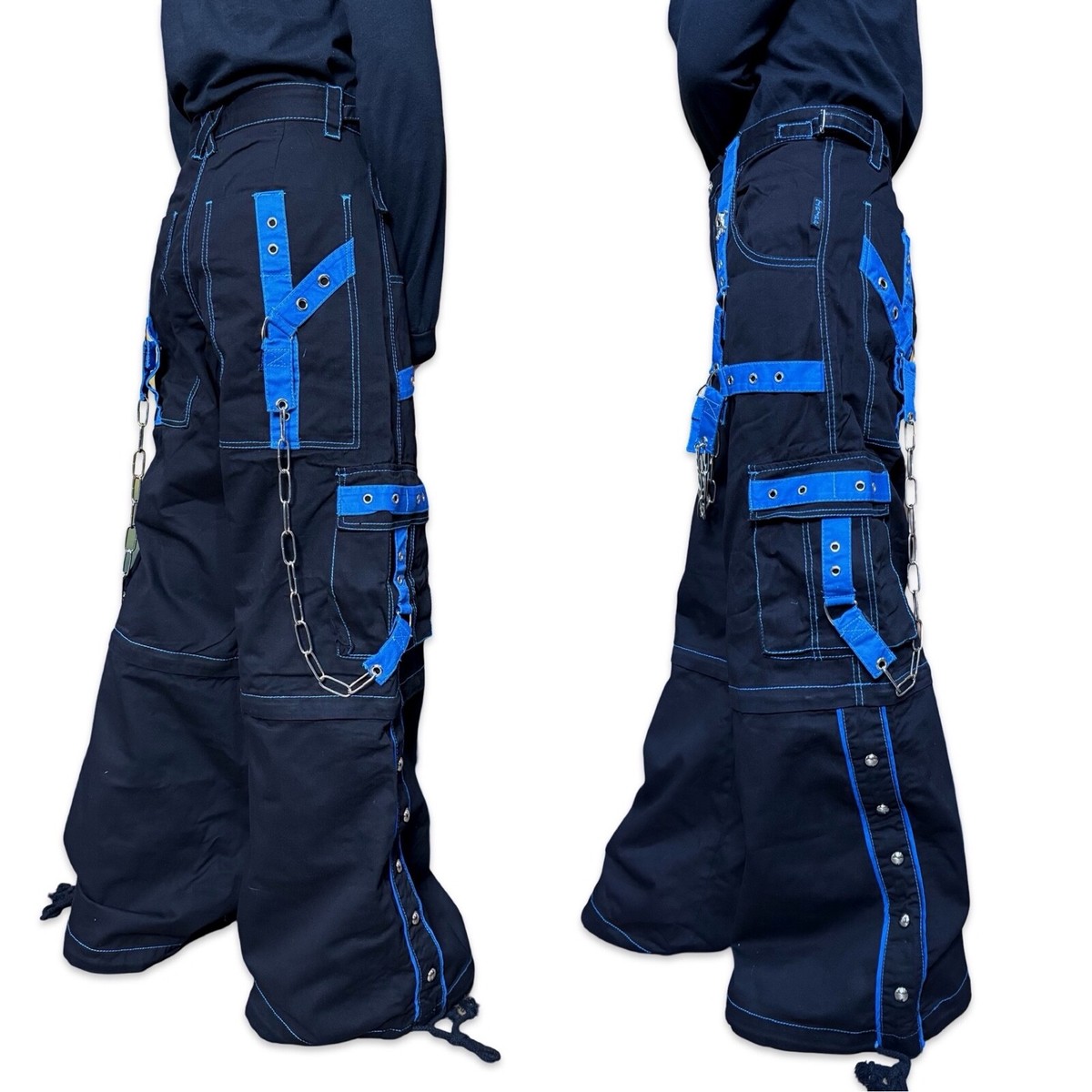 Tripp NYC Goth Skate Grunge Straps Baggy Bondage y2k Blue Pants