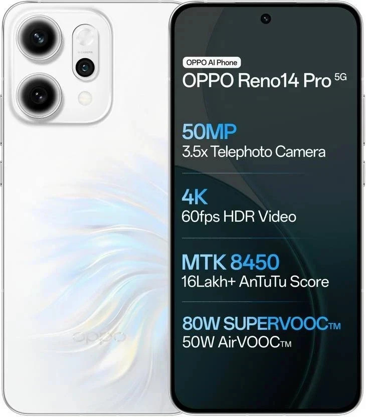 OPPO Reno 14 Pro 5G (White 512GB 12GB RAM) Dimensity 8450 NFC