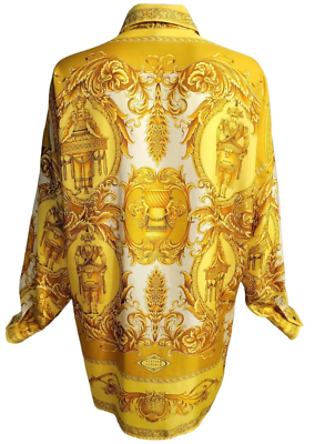 Gianni Versace Petitot Silk Shirt Gold Rococo Atelier 1990s Men's