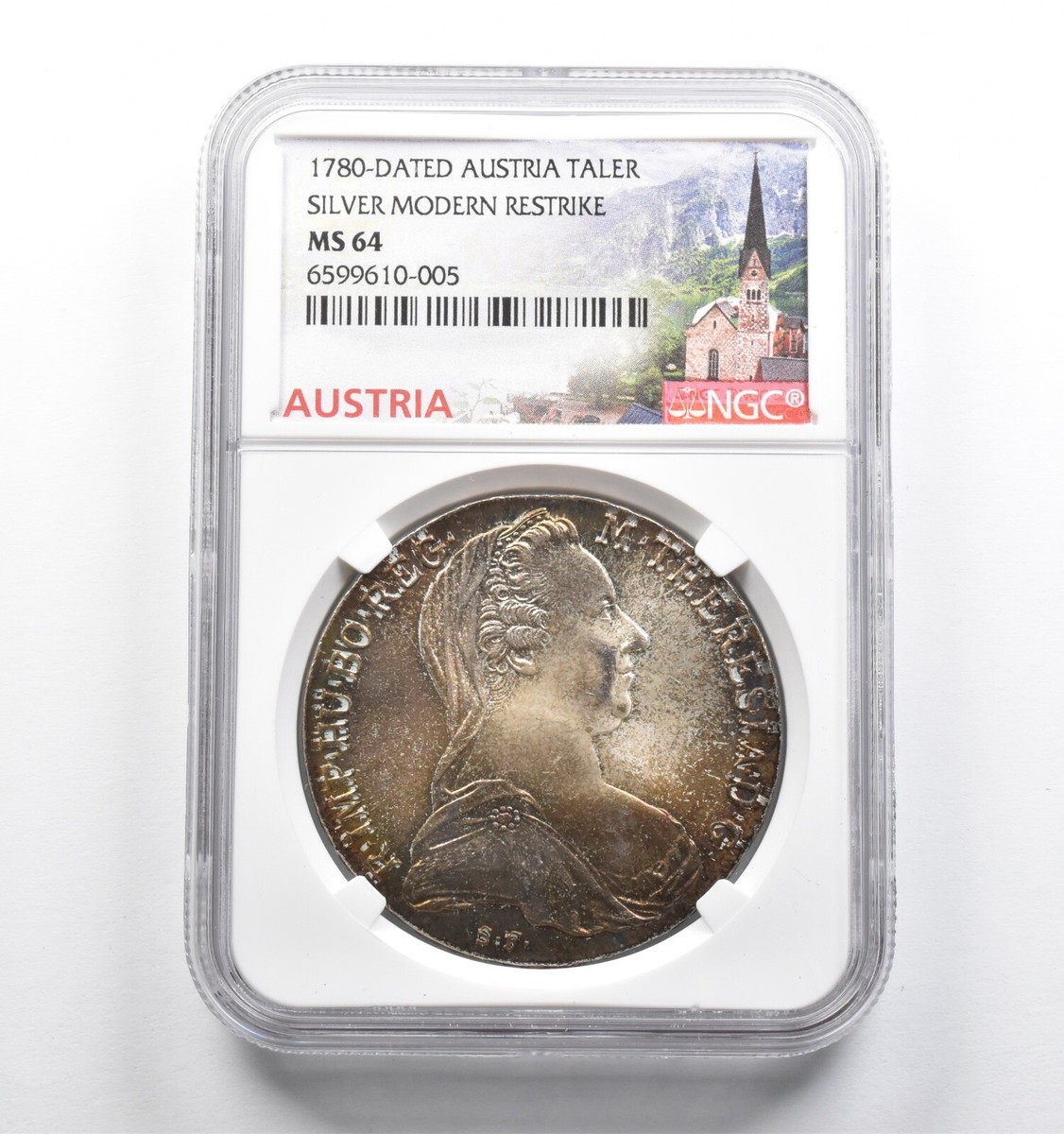 MS64 1780-Dated Austria 1 Thaler Silver Modern Restrike NGC