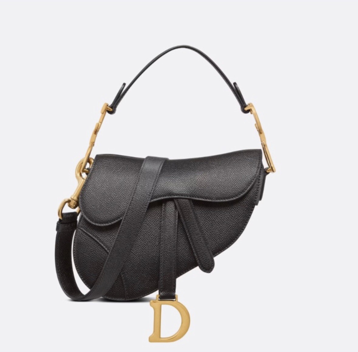 MINI SADDLE BAG WITH STRAP Black Grained Calfskin Dior | eBay