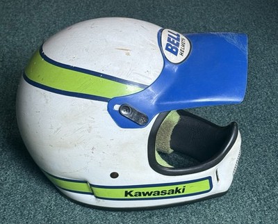 Vintage BELL MOTO 4 GREEN HELMET 7 3/8 Kawasaki Dirt Racing