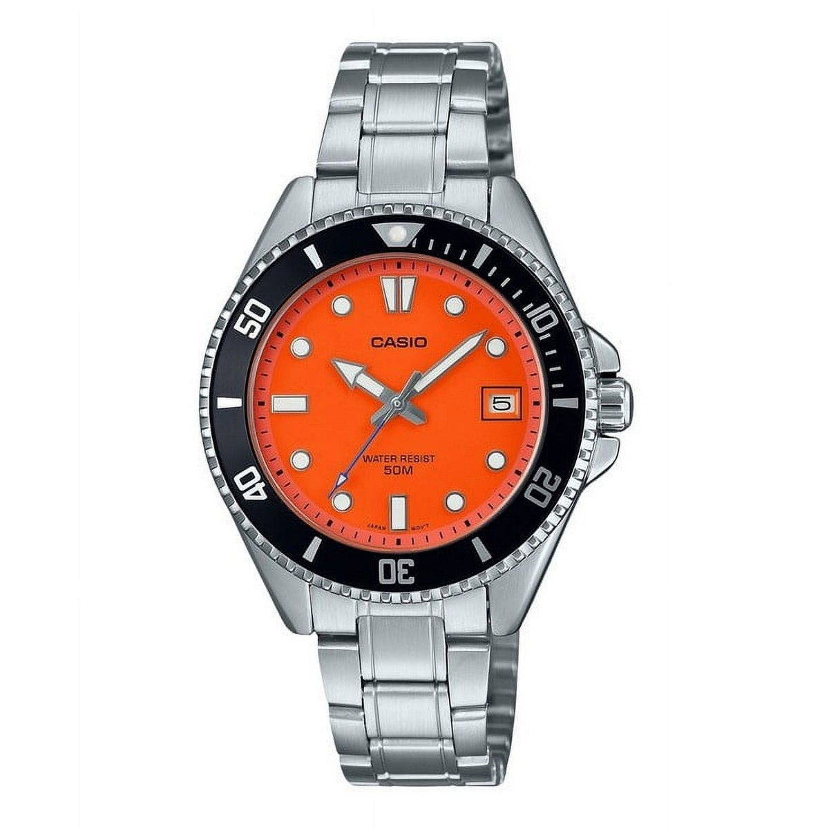 Casio Standard Analog Stainless Steel Orange Dial Quartz MDV-10D