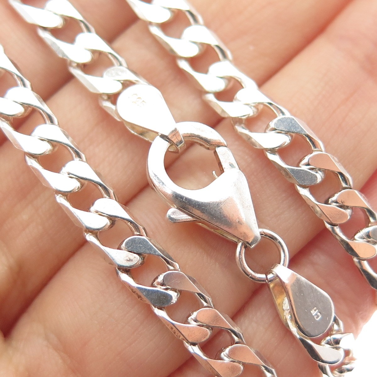 925 Sterling Silver Vintage Curb Chain Necklace 24