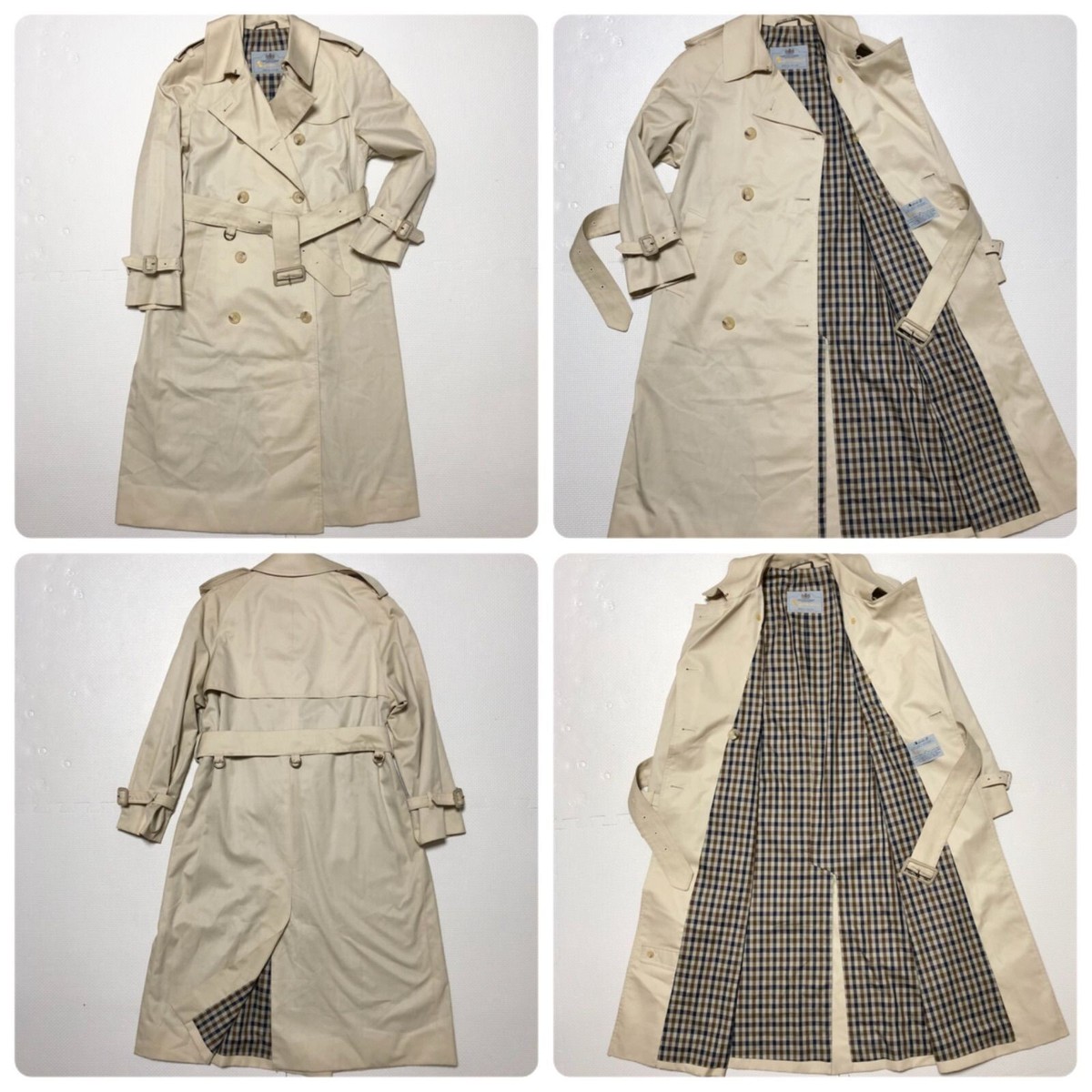Aquascutum Trench Coat Club Check Long Size L color Beige fashion