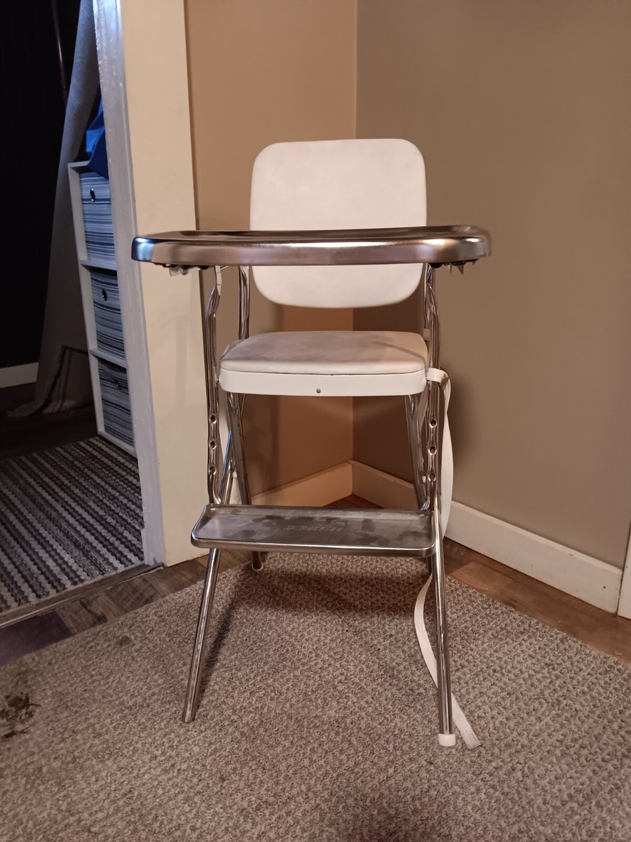 VINTAGE COSCO MID CENTURY METAL CHILDS HIGHCHAIR RETRO VINYL