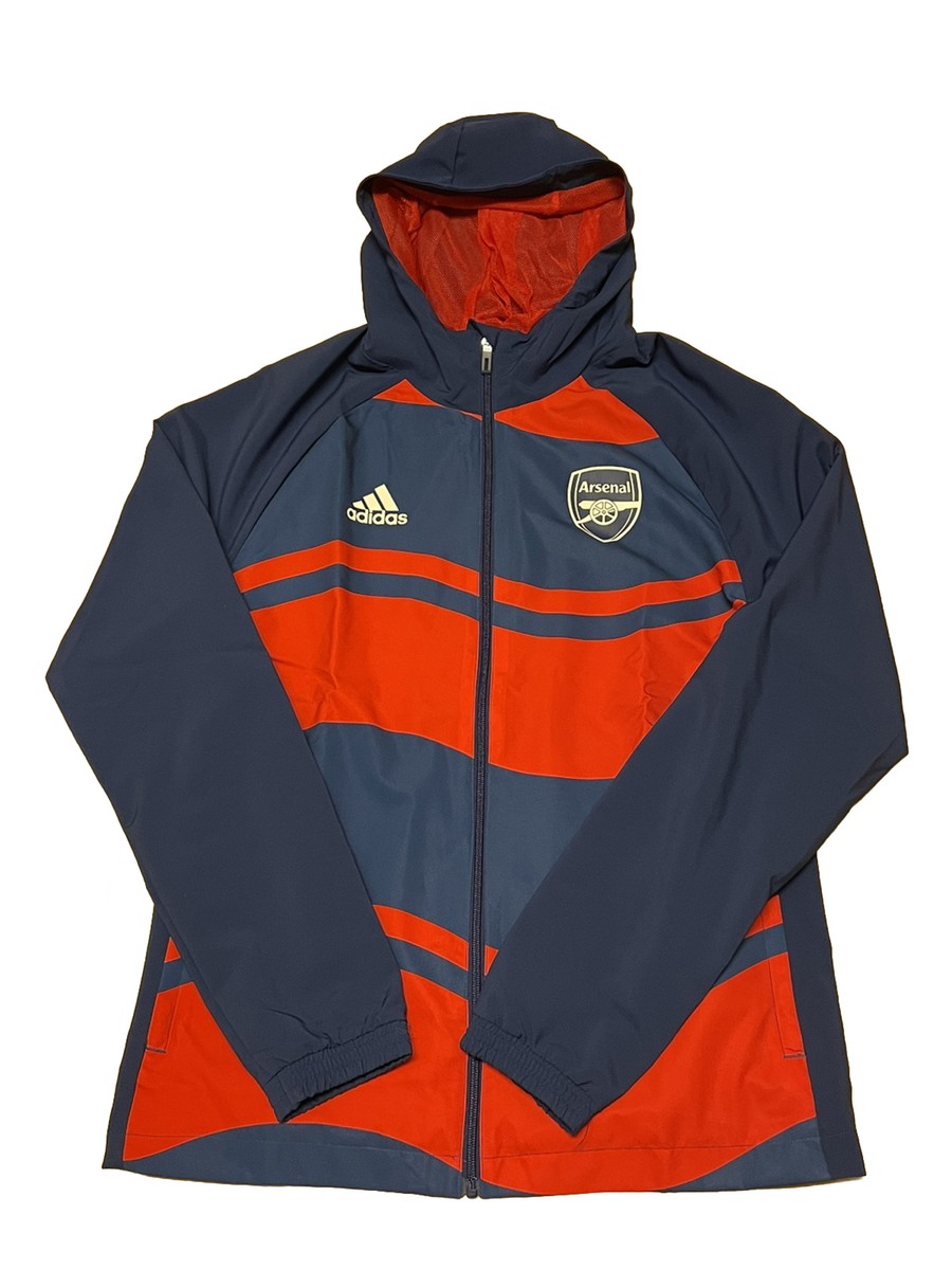 Adidas Arsenal Soccer Windbreaker Jacket Red Blue HT7156 Men's