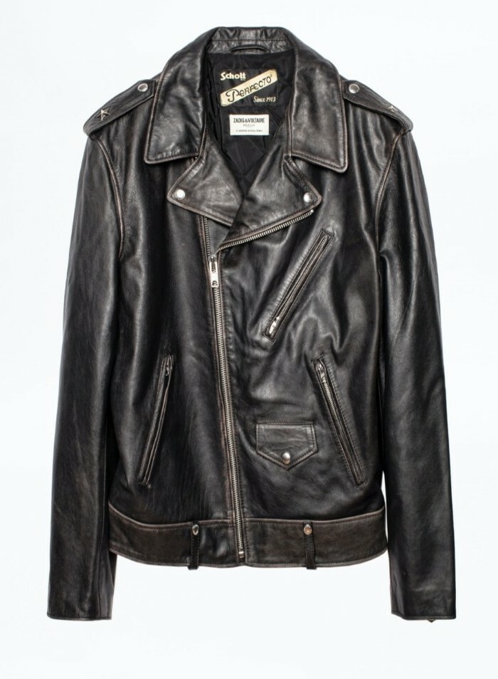 ZADIG & VOLTAIRE X SCHOTT PERFECTO BIKER MOTORCYCLE BLACK LEATHER