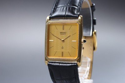 Vintage 1980 N MINT Seiko Dolce 6020-5460 Gold Wide Tank Quartz